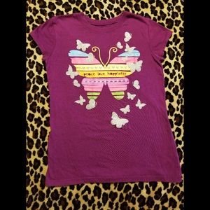 Girl’s Glitter Butterflies Peace & Love T-shirt